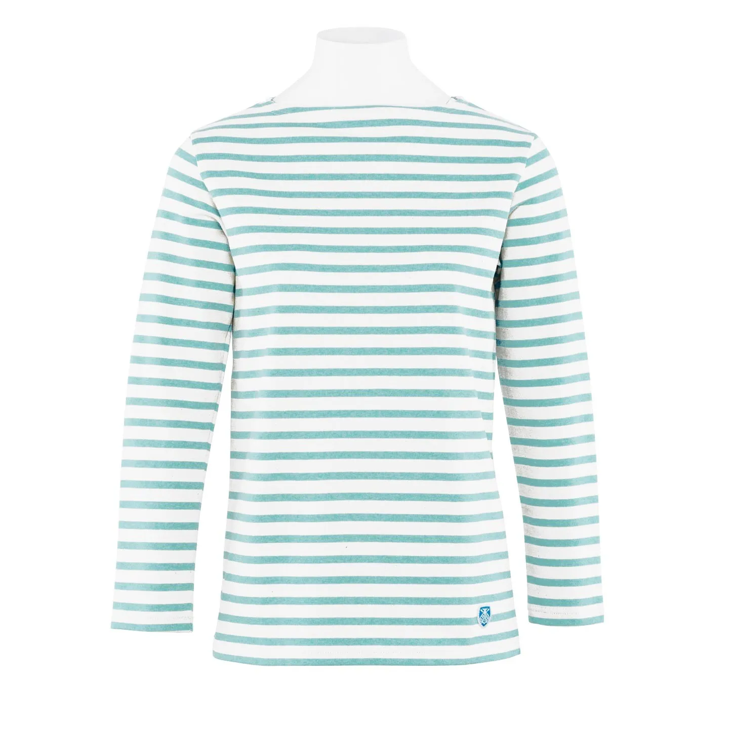 Striped shirt White / Jade, unisex Orcival