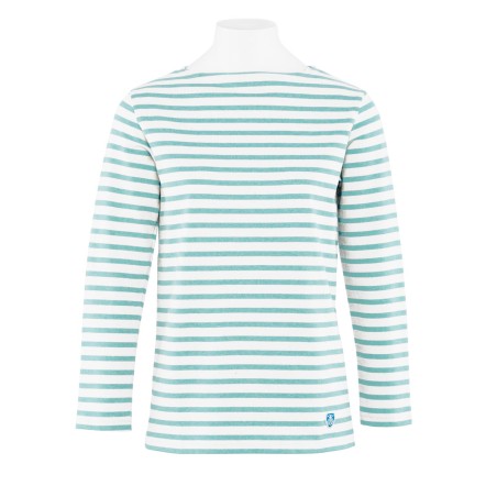 Striped shirt White / Jade, unisex Orcival