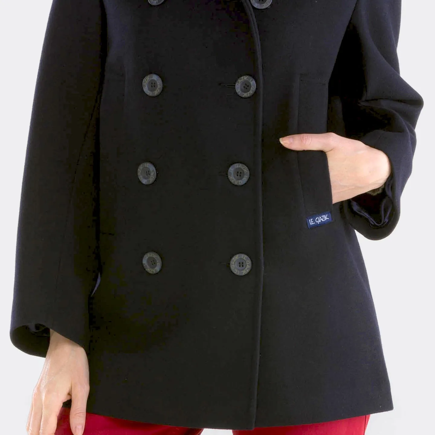 Manteau cintré avec boutons noir femme