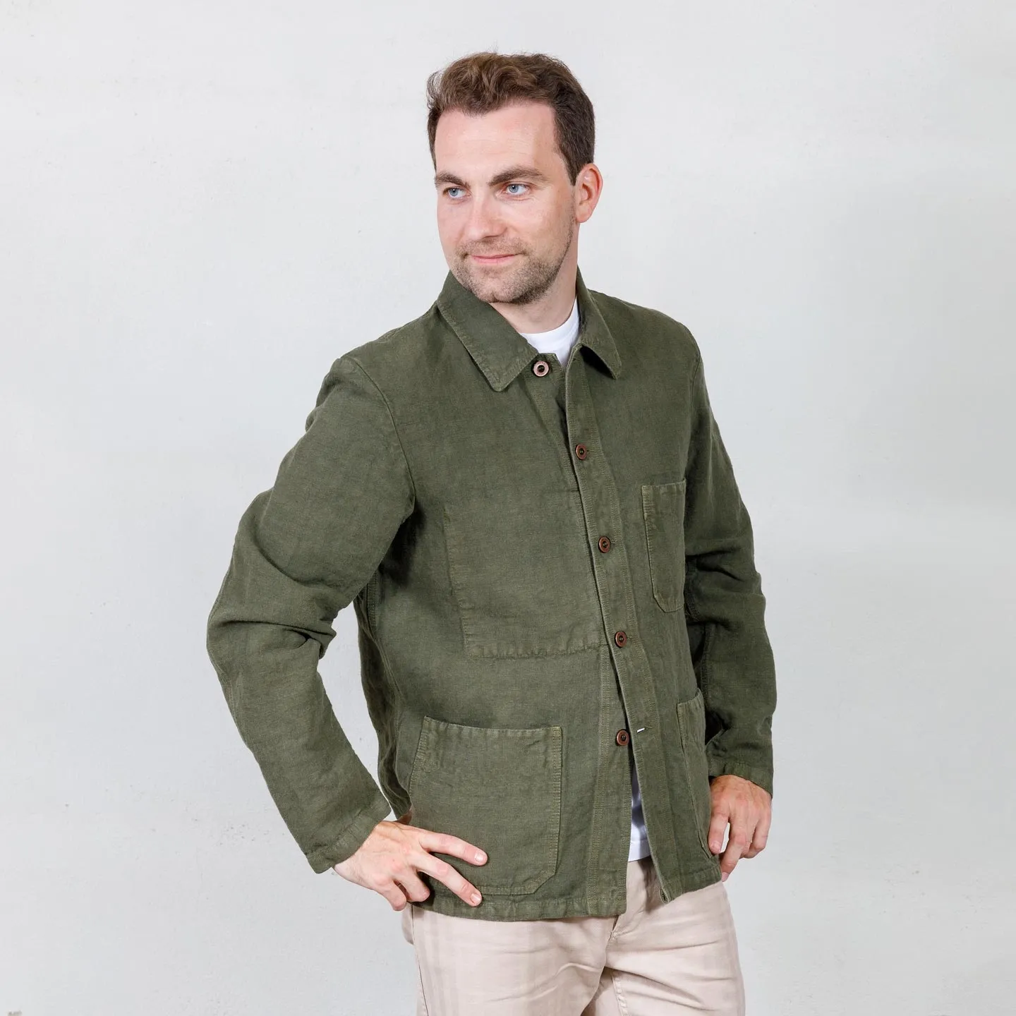 Veste en tissu lourd de lin 2L/5C olive