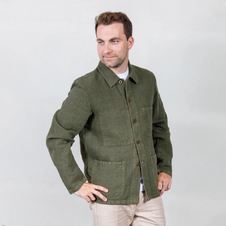 Veste en tissu lourd de lin 2L/5C olive