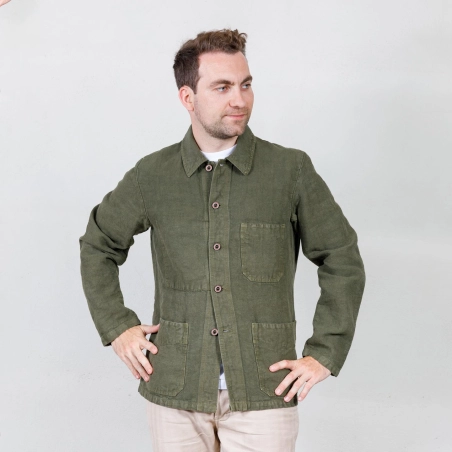 Jacket in Heavy Linen fabric 2L/5C Olive