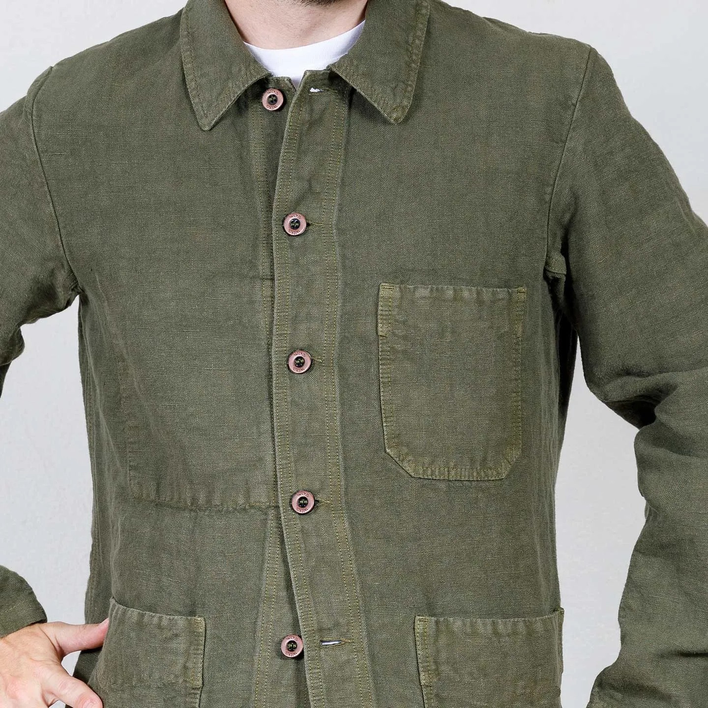 Jacket in Heavy Linen fabric 2L/5C Olive