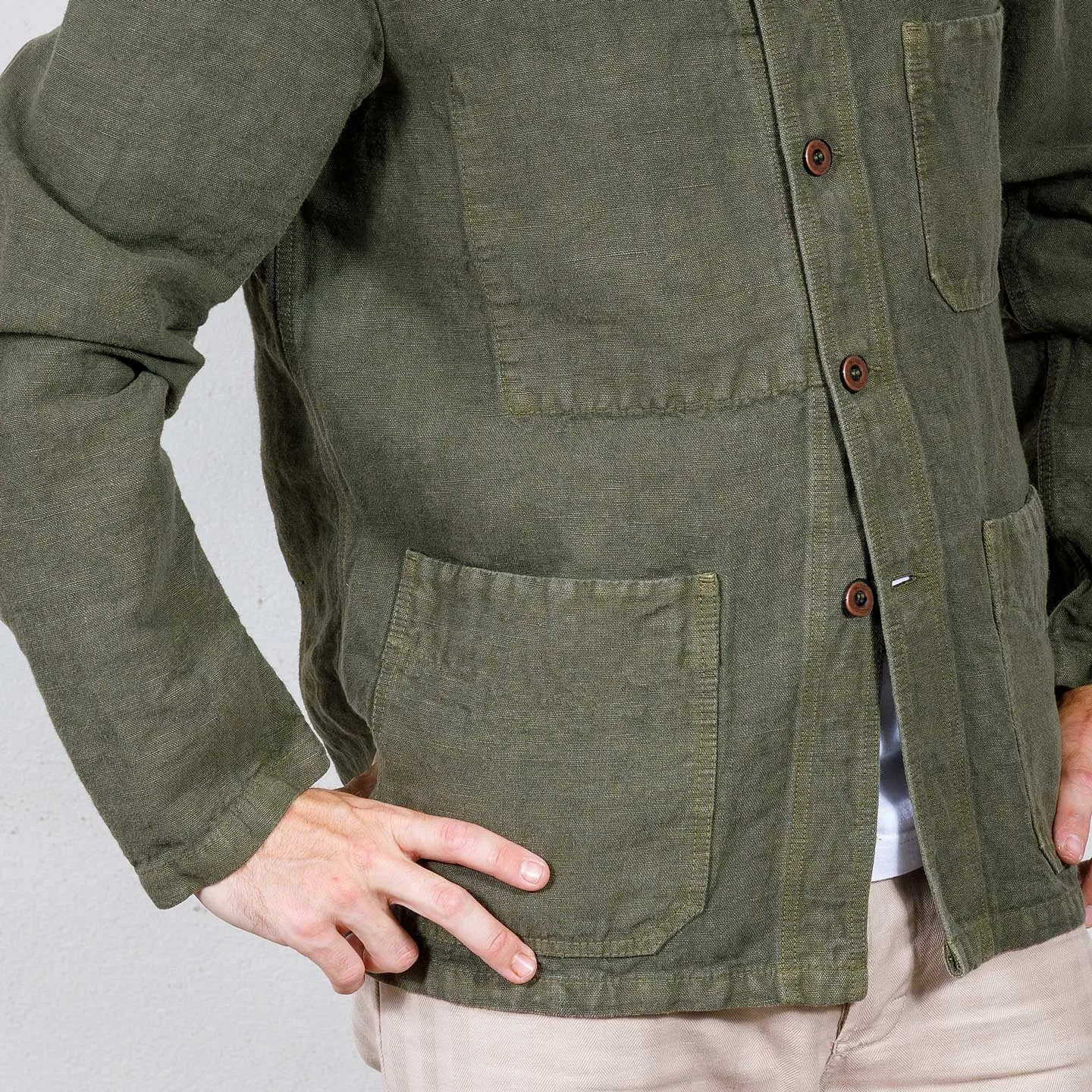 Veste en tissu lourd de lin 2L/5C olive
