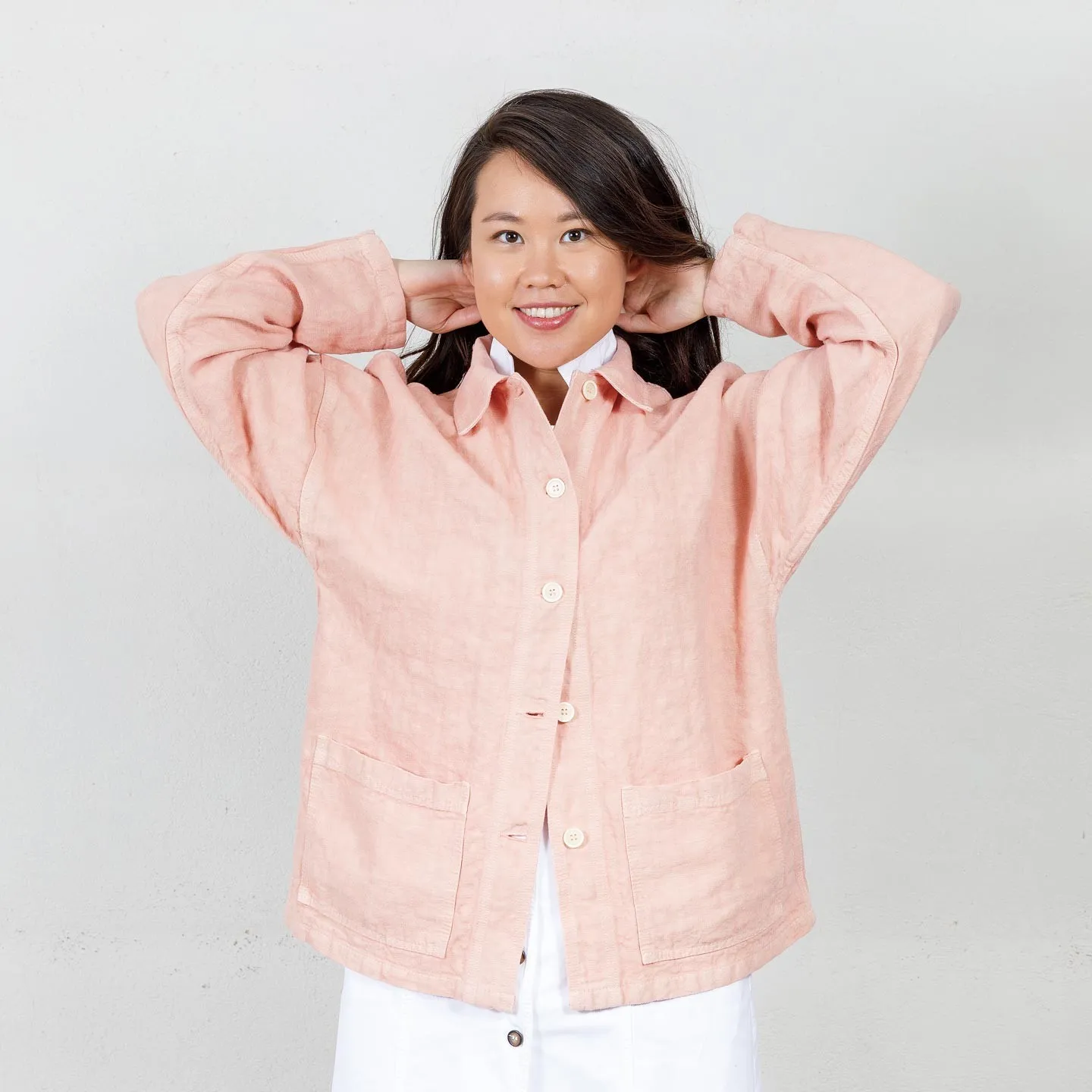 Woman's Drop-Shoulder Jacket in heavy linen fabric 2L/6L parsnip vetra