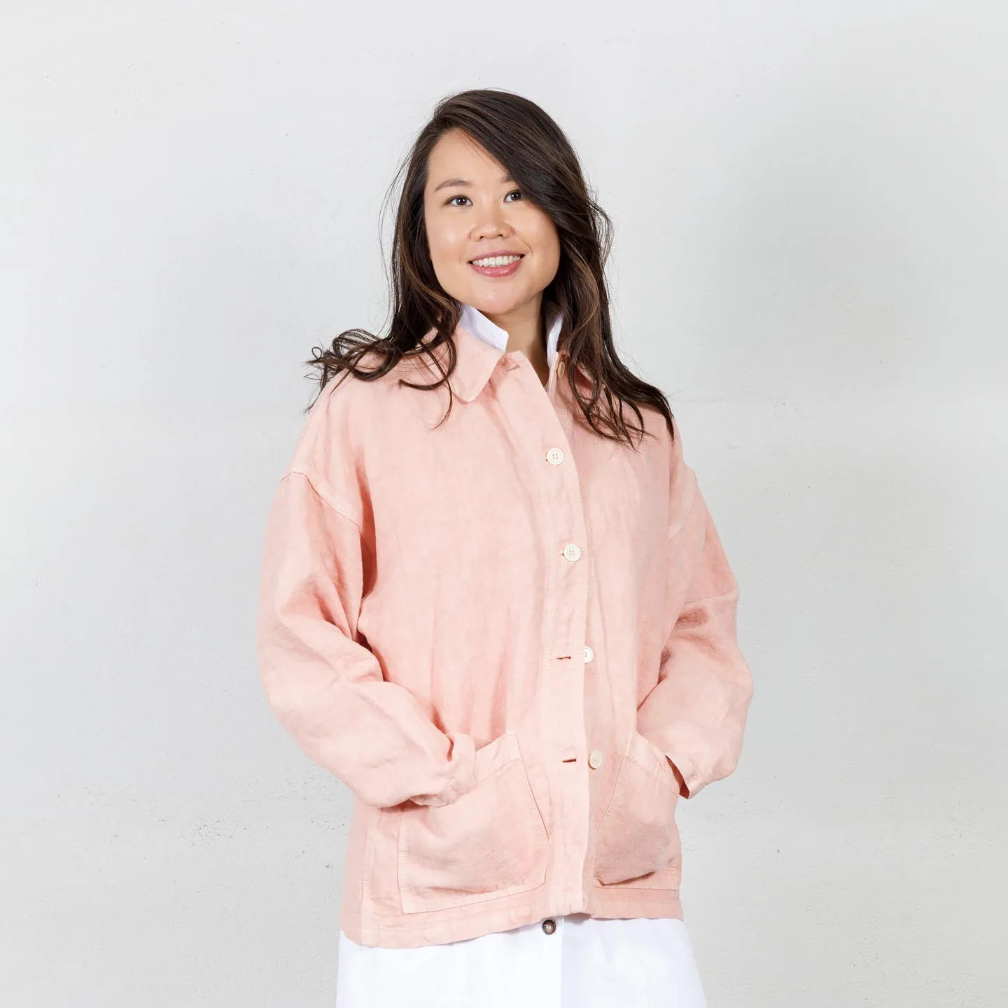 Woman's Drop-Shoulder Jacket in heavy linen fabric 2L/6L parsnip vetra