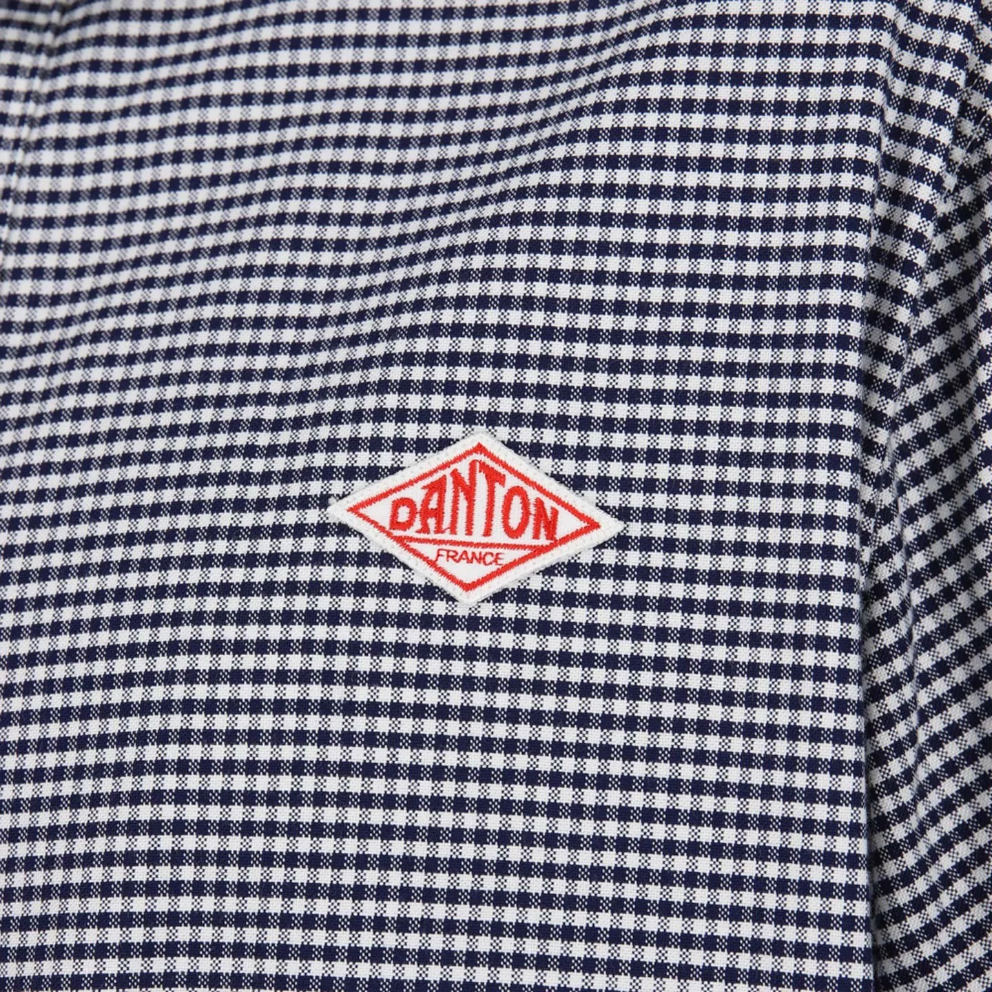 Chemise col rond en Vichy Navy DANTON #JD-3568 TRD