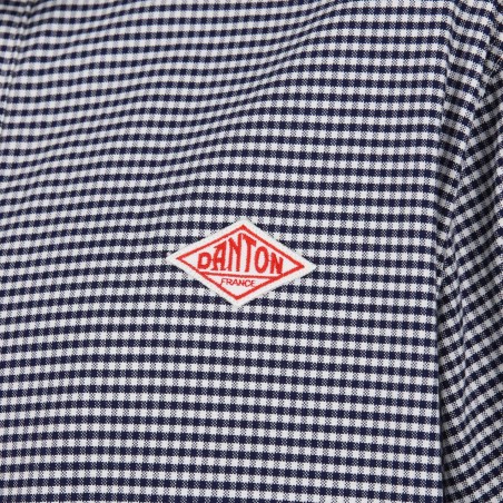 Chemise col rond en Vichy Navy DANTON #JD-3568 TRD