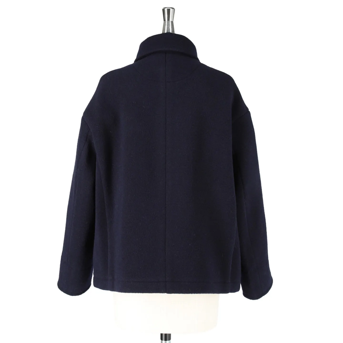 Navy Wool Pile Round Collar Coat DT-A0010 WOP Danton