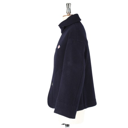 Navy Wool Pile Round Collar Coat DT-A0010 WOP Danton