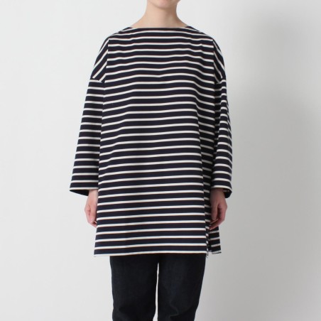 Long Striped shirt, Boat Neck, Black / White Orcival #OR-C0139 MER