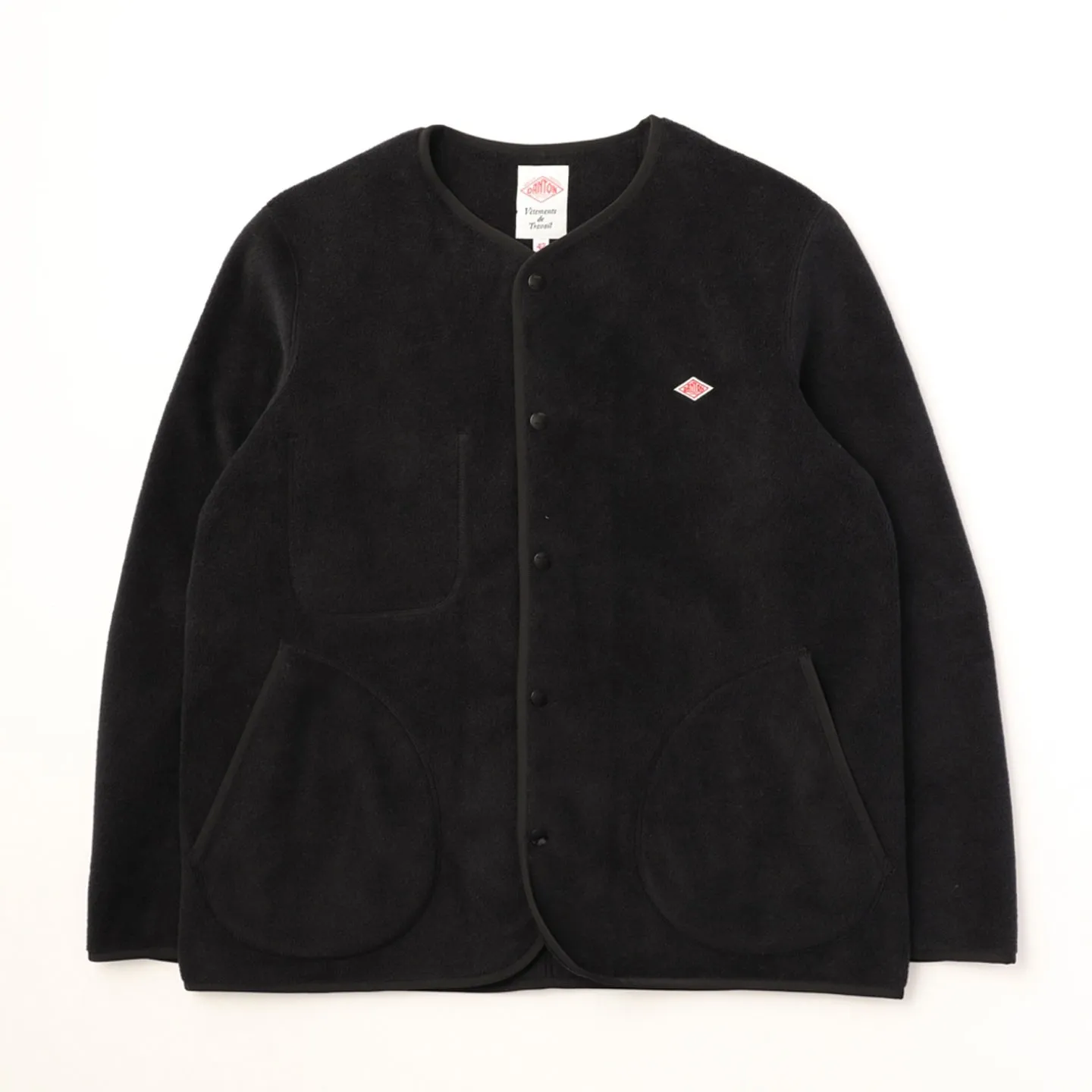 Fleece Collarless Jacket Black #JD-8911_B Danton