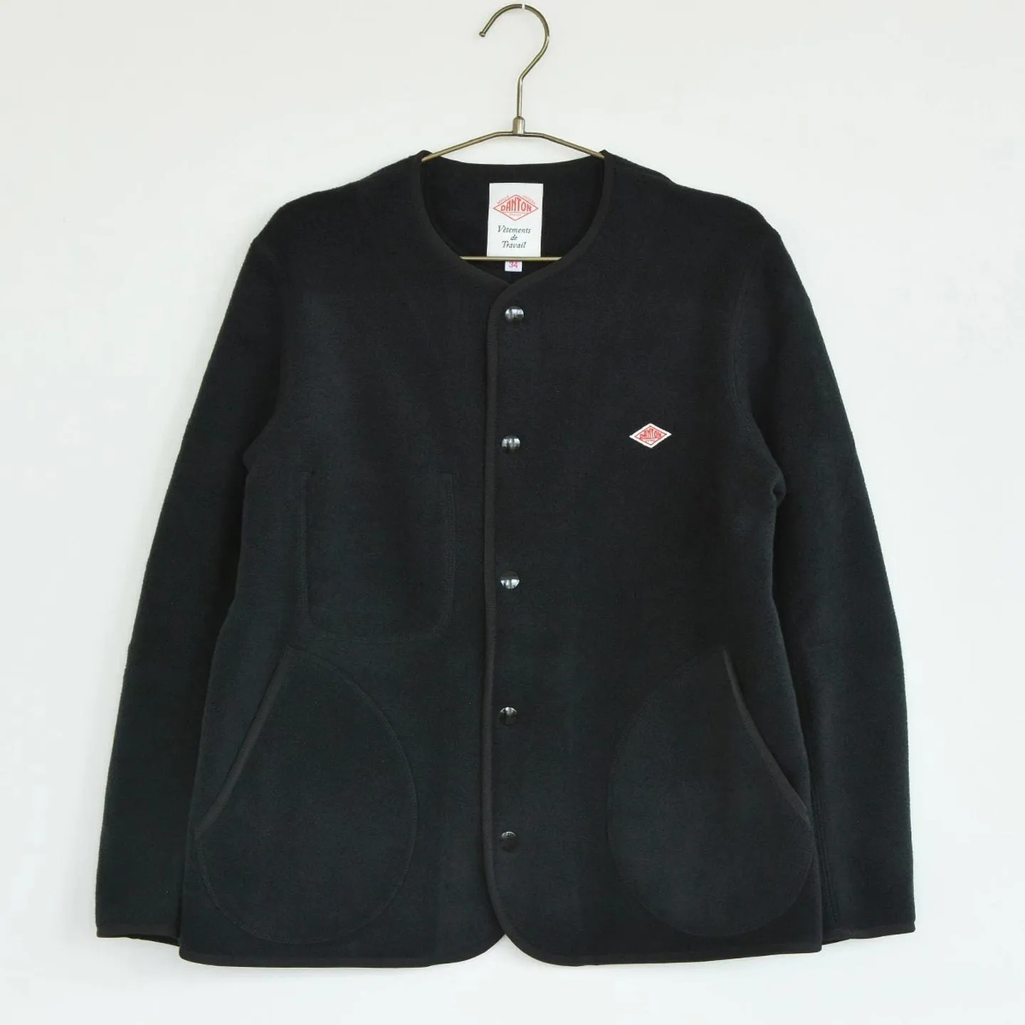 Fleece Collarless Jacket Black #JD-8911_B Danton