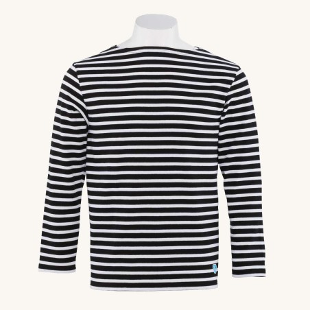 Striped shirt Black / White, unisex made in France Orcival