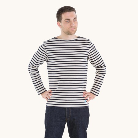 Striped breton shirt Ecru / Marine, unisex Orcival