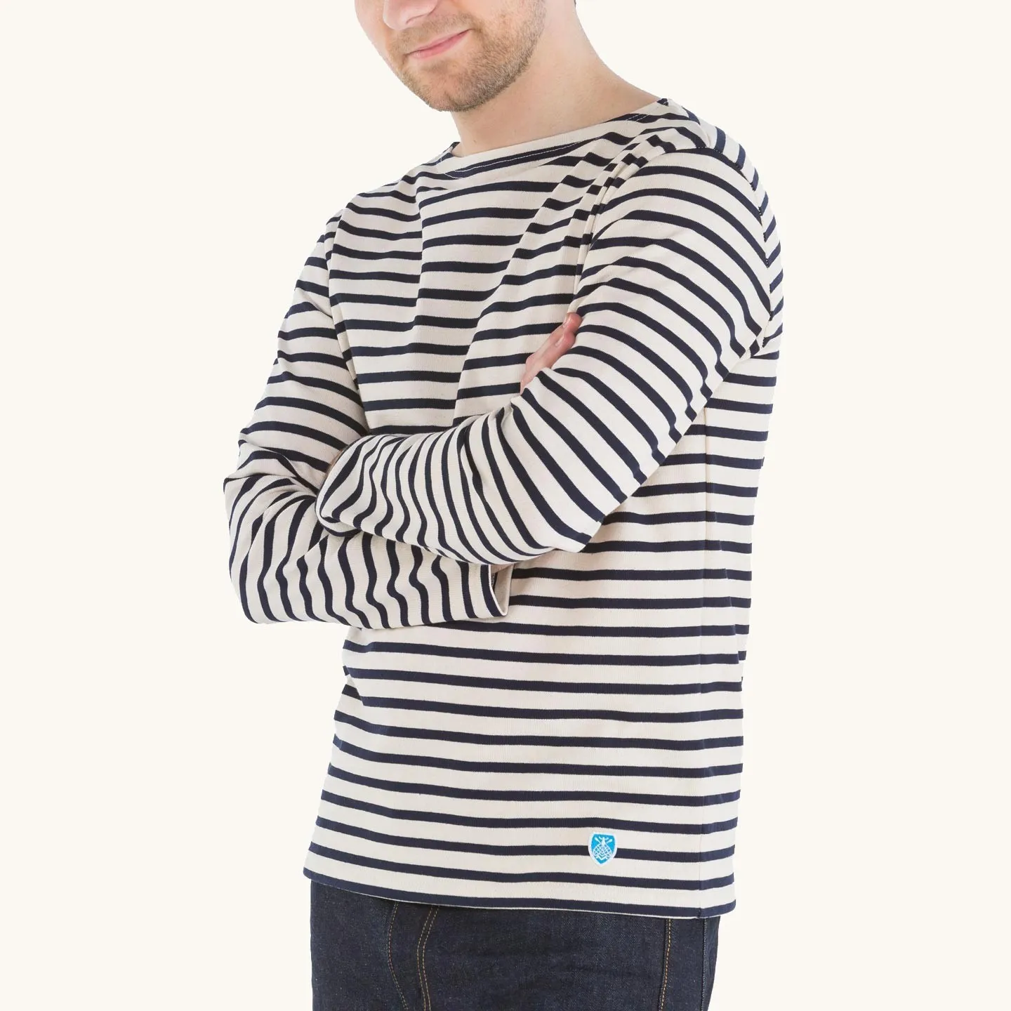 Striped breton shirt Ecru / Marine, unisex