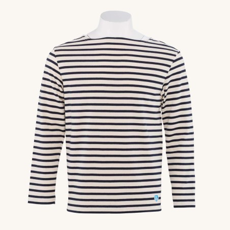 Striped breton shirt Ecru / Marine, unisex Orcival