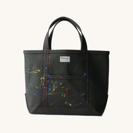 Painted charcoal canvas tote bag medium Orcival