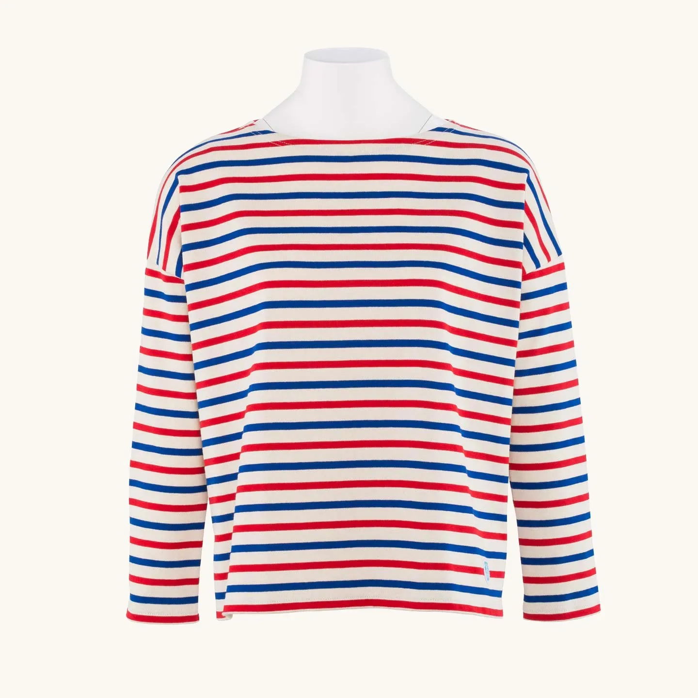 Women's Drop-Shoulders Striped shirt Ecru / Blue / Red Orcival