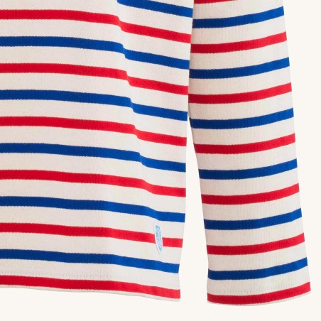 Women's Drop-Shoulders Striped shirt Ecru / Blue / Red Orcival