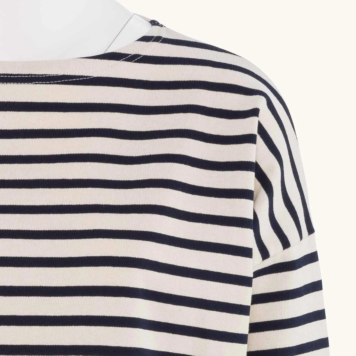 Woman's Drop-shoulders Striped shirt Ecru / Marine Orcival