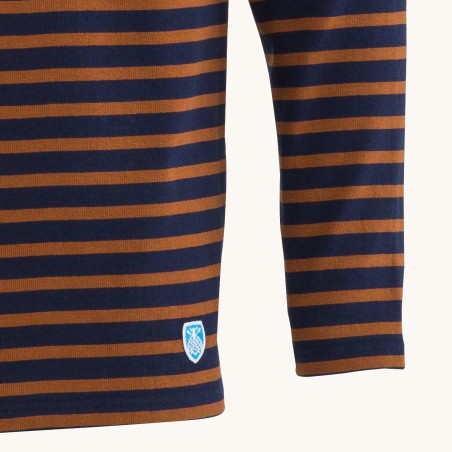 Striped shirt Navy / Hazelnut, unisex Orcival