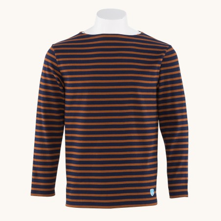 Striped shirt Navy / Hazelnut, unisex Orcival