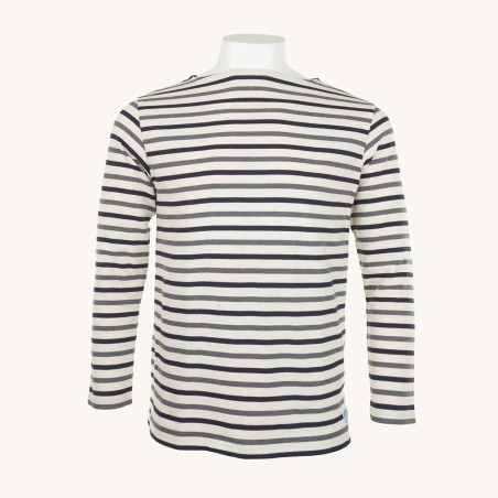 Striped shirt Ecru / Amiral / Anthracite, unisex Orcival