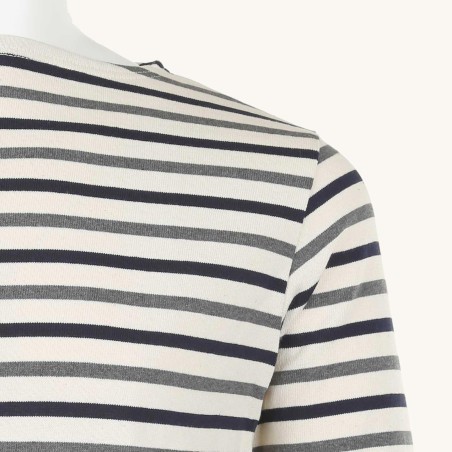 Striped shirt Ecru / Amiral / Anthracite, unisex Orcival