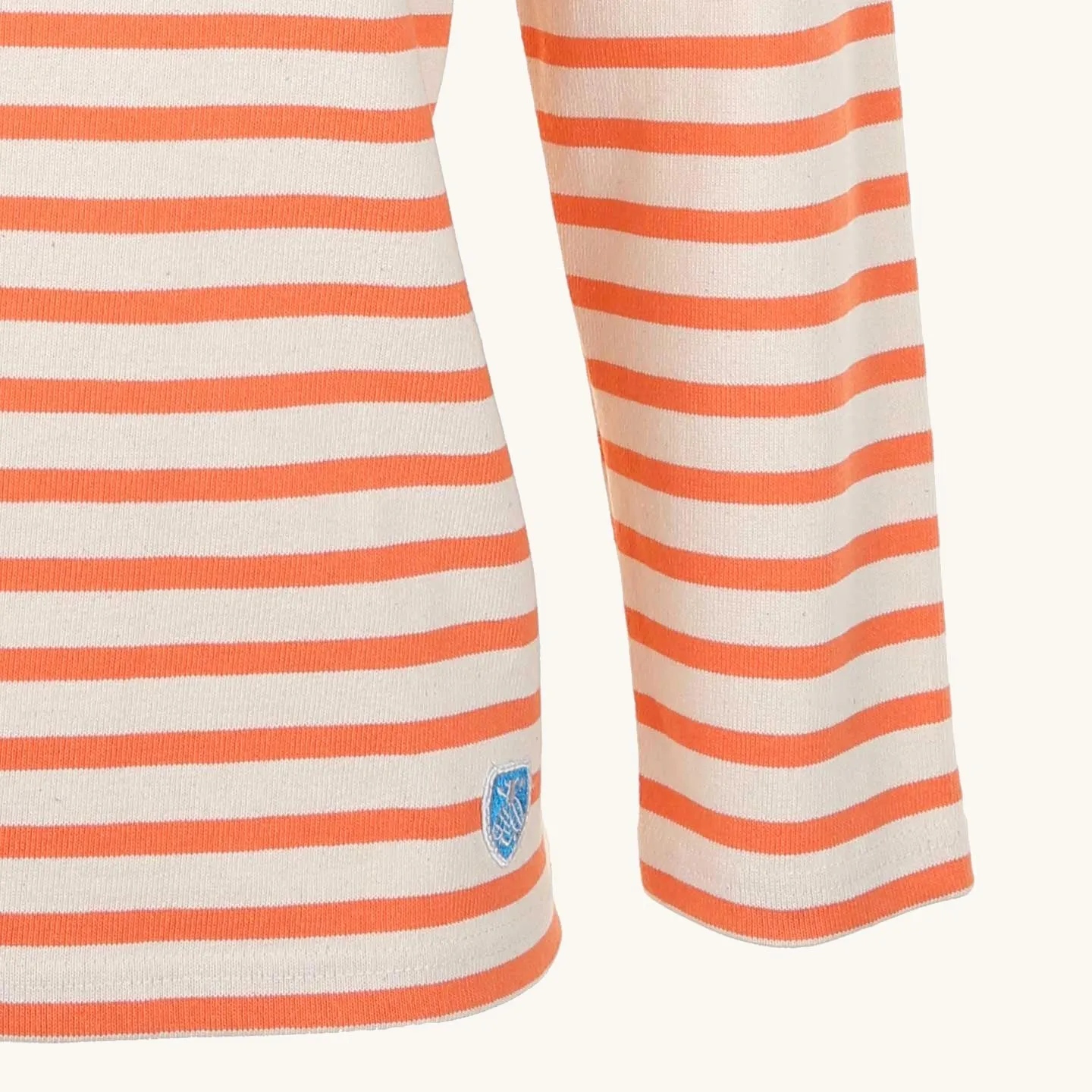 Striped shirt Ecru / Mandarine, unisex Orcival