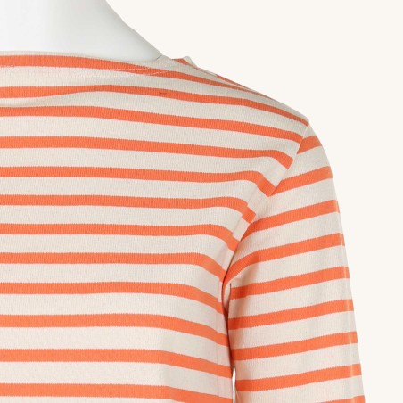 Striped shirt Ecru / Mandarine, unisex Orcival