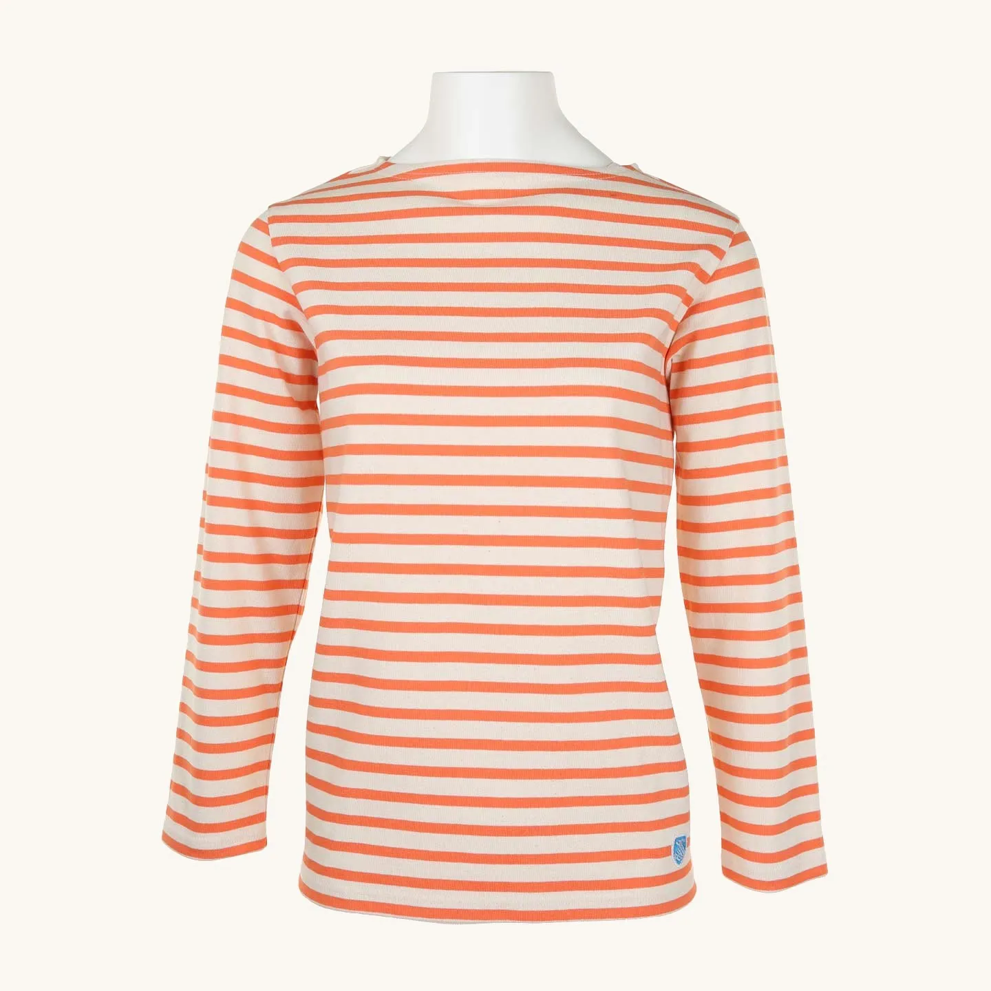 Striped shirt Ecru / Mandarine, unisex Orcival