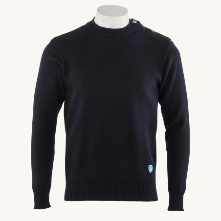 Pullover 100% pure wool Navy, unisex Orcival