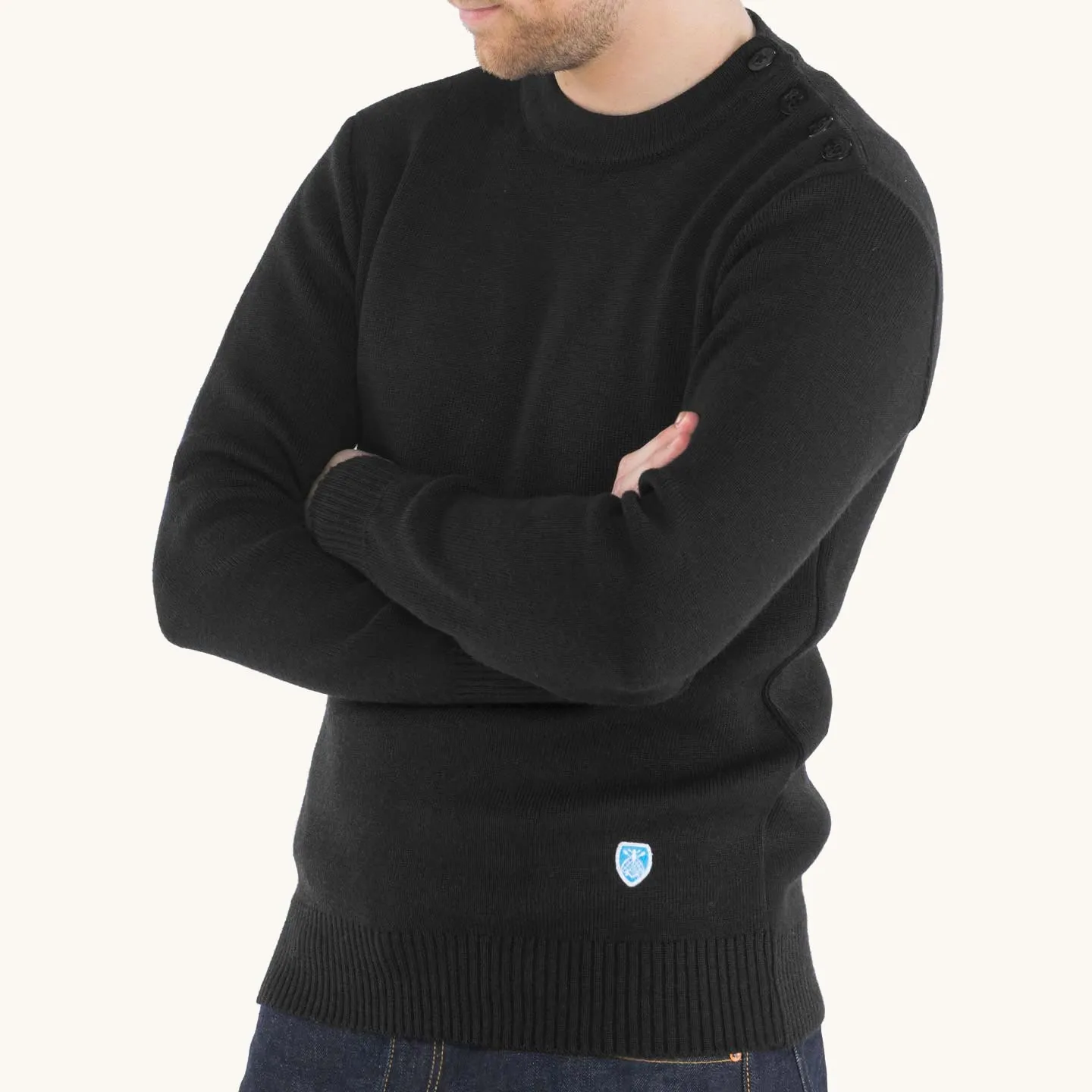 Pullover 100% pure woll Black, unisex Orcival