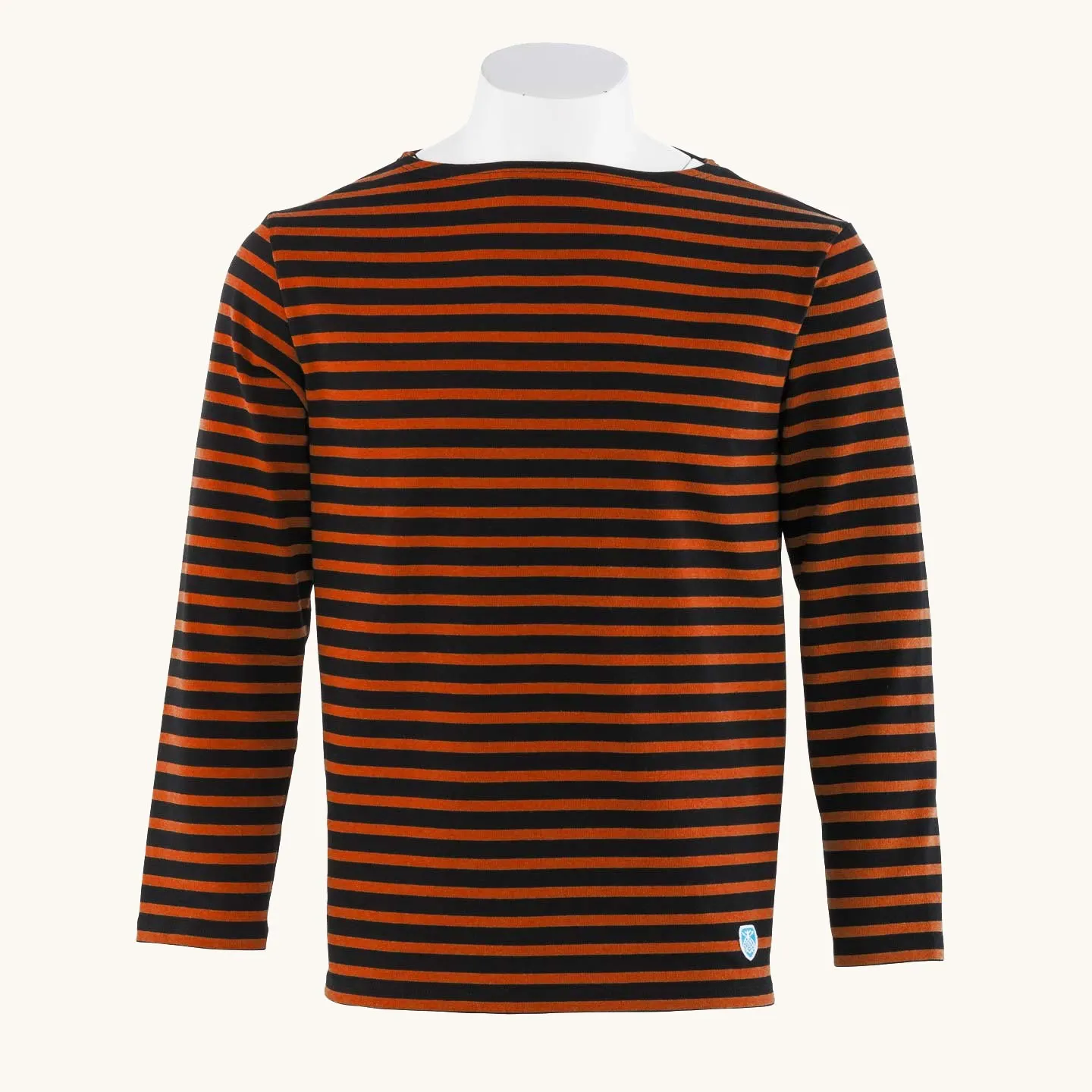 Striped shirt Marine / Sienne, unisex Orcival