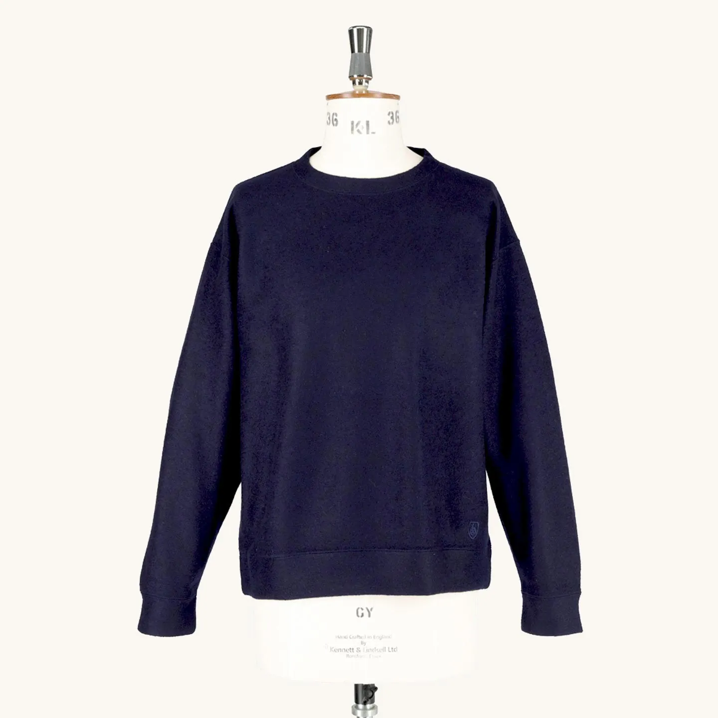 Pull en drap de laine col rond Navy #OR-C0161 WJS Orcival