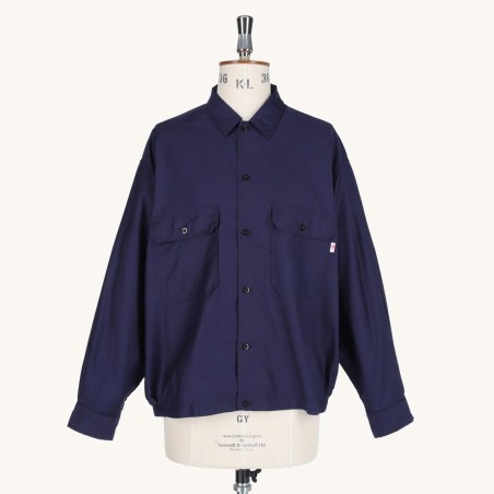 Cotton Shirt Short Jacket Dark Blue Danton #DT-A0312 LMF