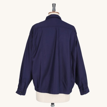 Cotton Shirt Short Jacket Dark Blue Danton #DT-A0312 LMF