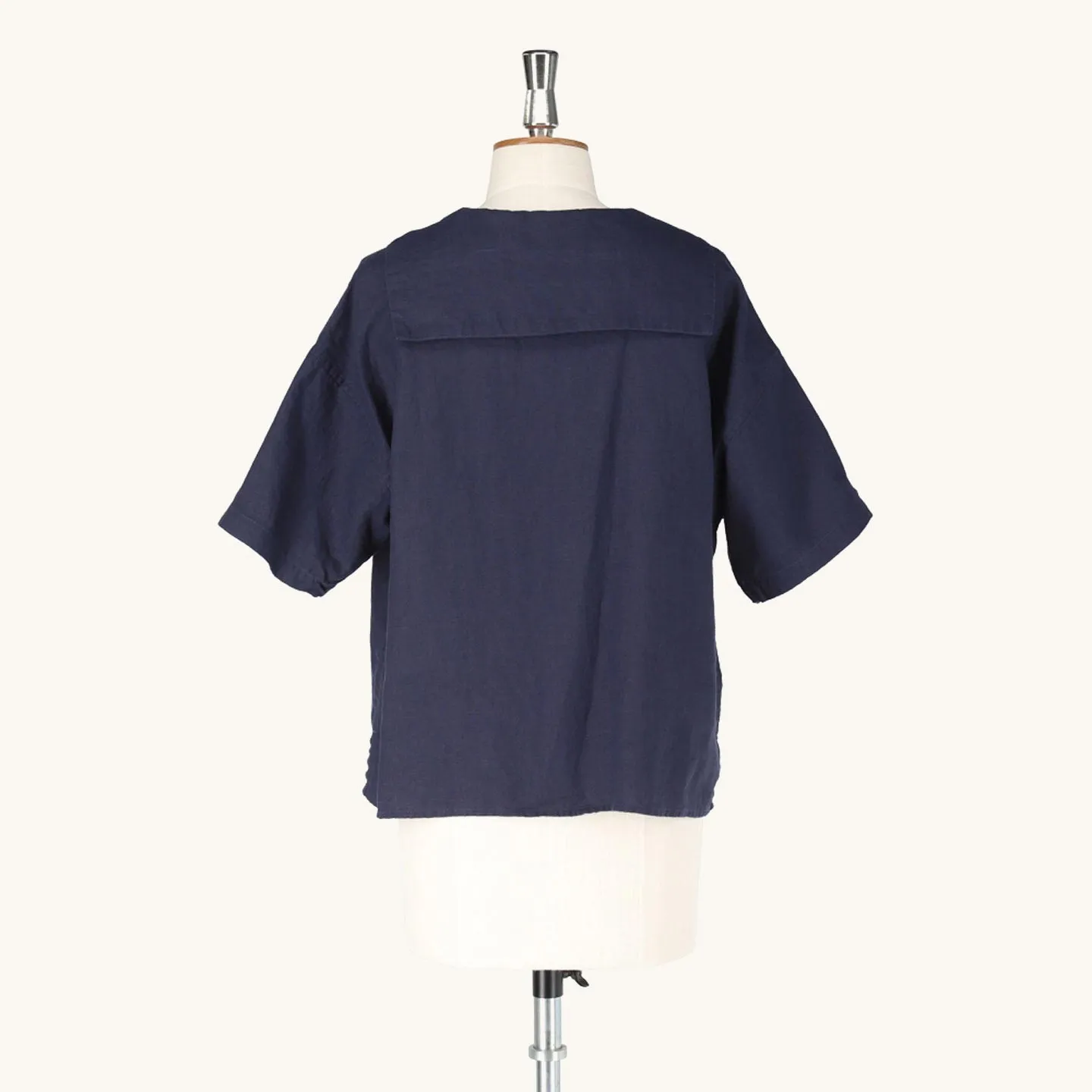 Tshirt en 100% lin, col bateau Orcival Navy