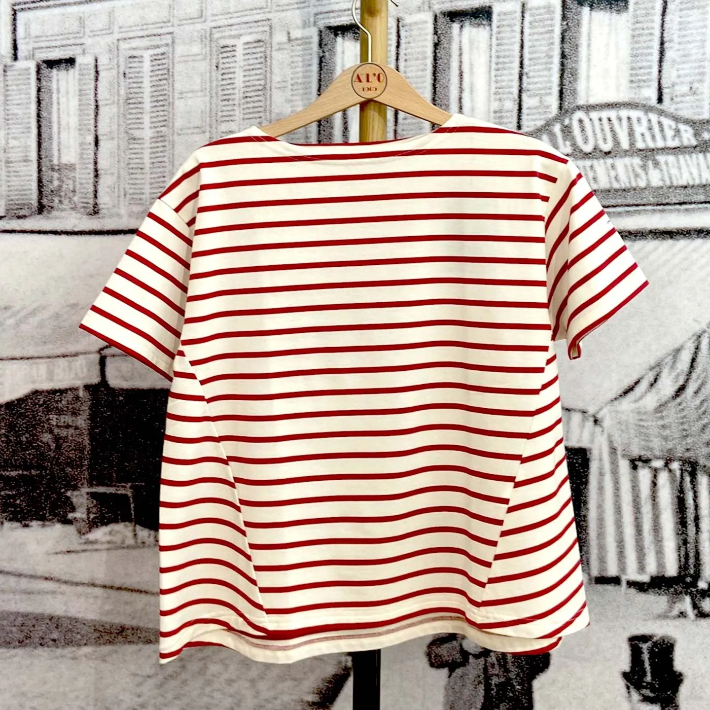 A-Line Boat Neck Short Neck Short Sleeve Orcival White Red