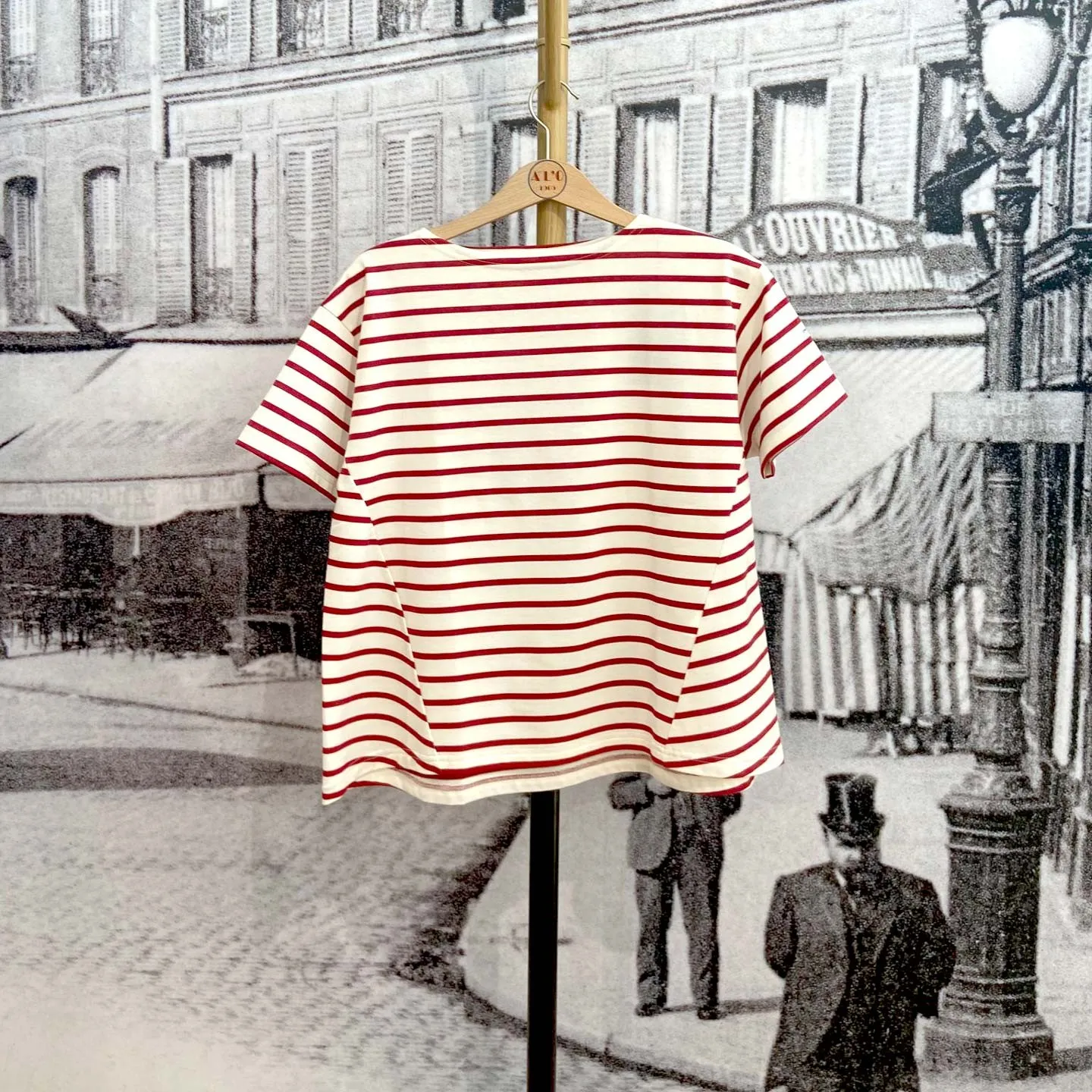 A-Line Boat Neck Short Neck Short Sleeve Orcival White Red A-Line Boat Neck Short Neck Short Sleeve Orcival White Red