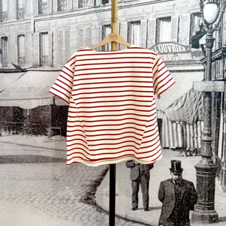 A-Line Boat Neck Short Neck Short Sleeve Orcival White Red