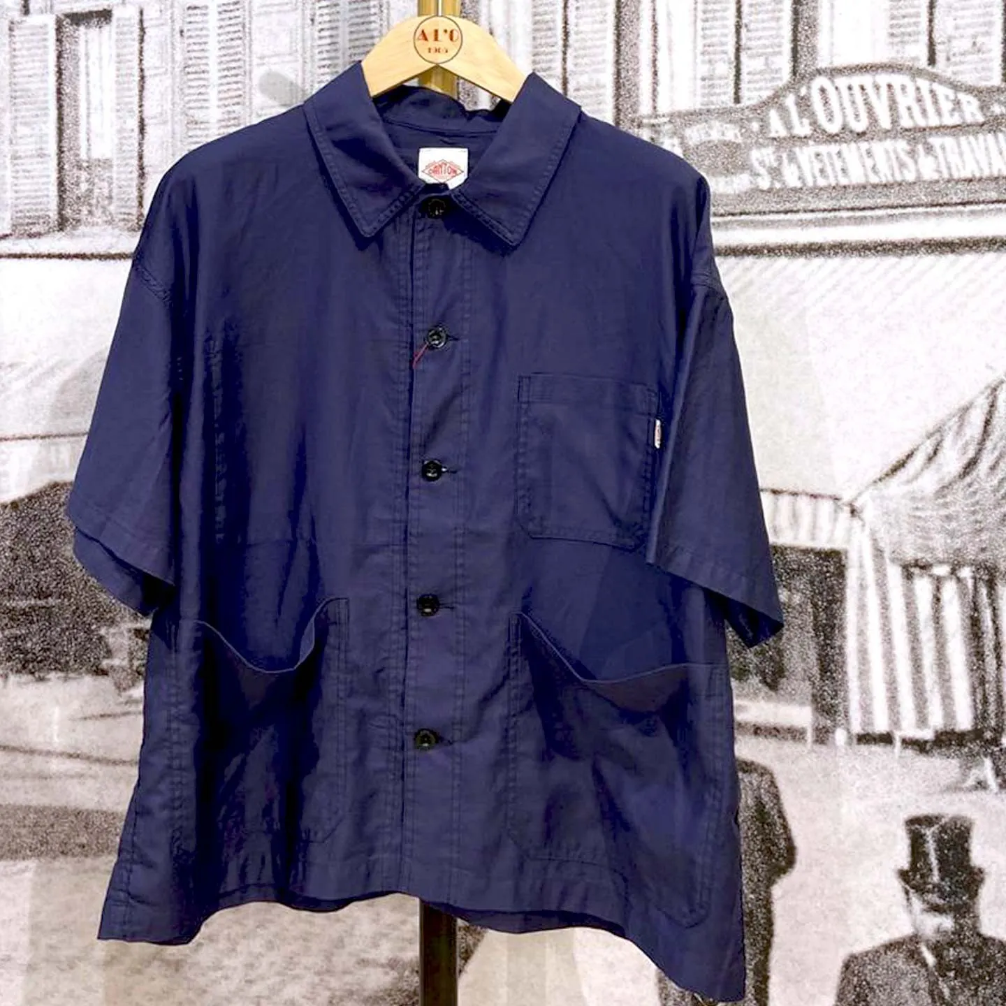 Cotton Shirt Short Jacket Dark Blue Danton #DT-A0313 LMF