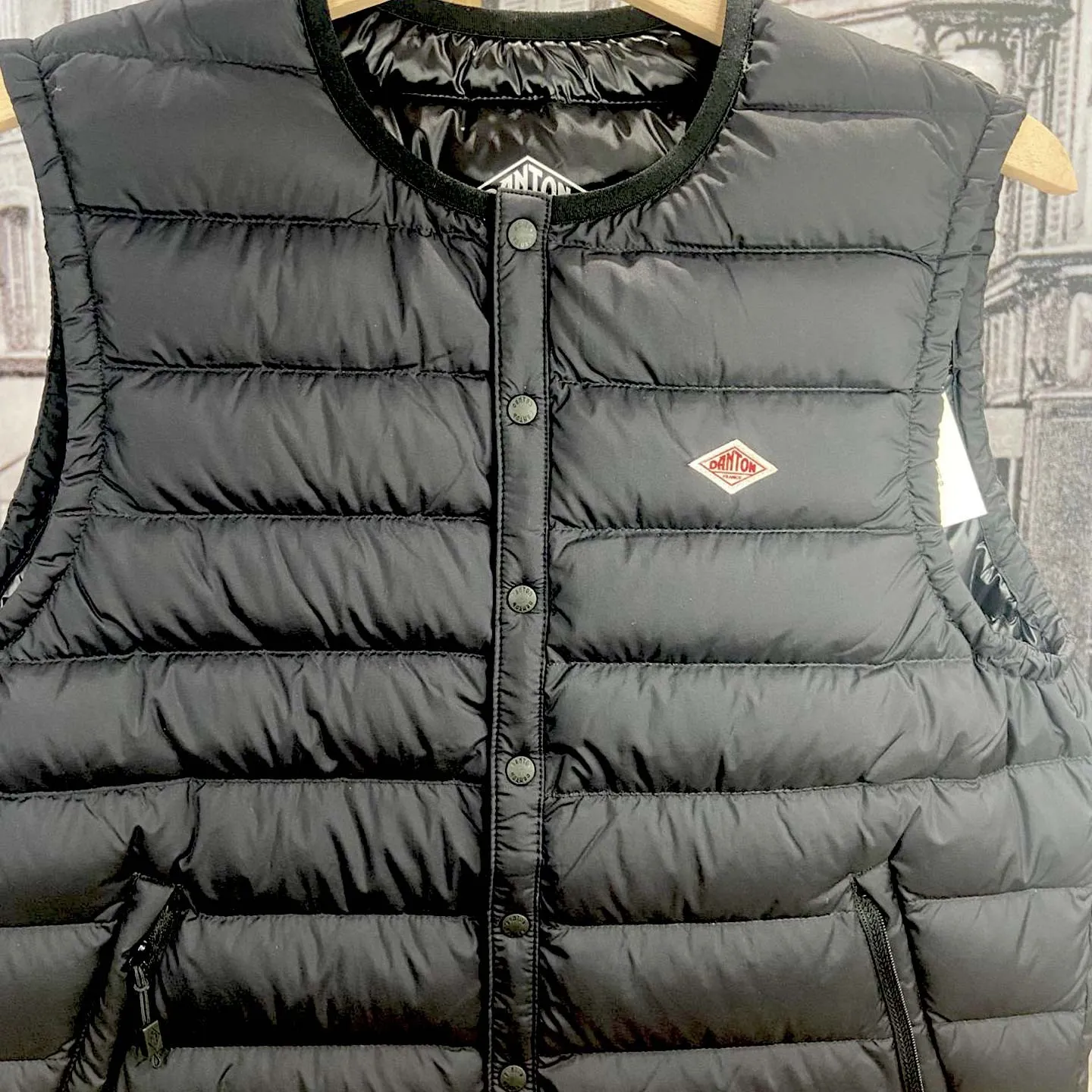 Shorter Inner Down Crewneck Vest Black Danton #DT-A0002 NNF