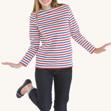 Striped shirt Ecru / Blue / Red, unisex Orcival