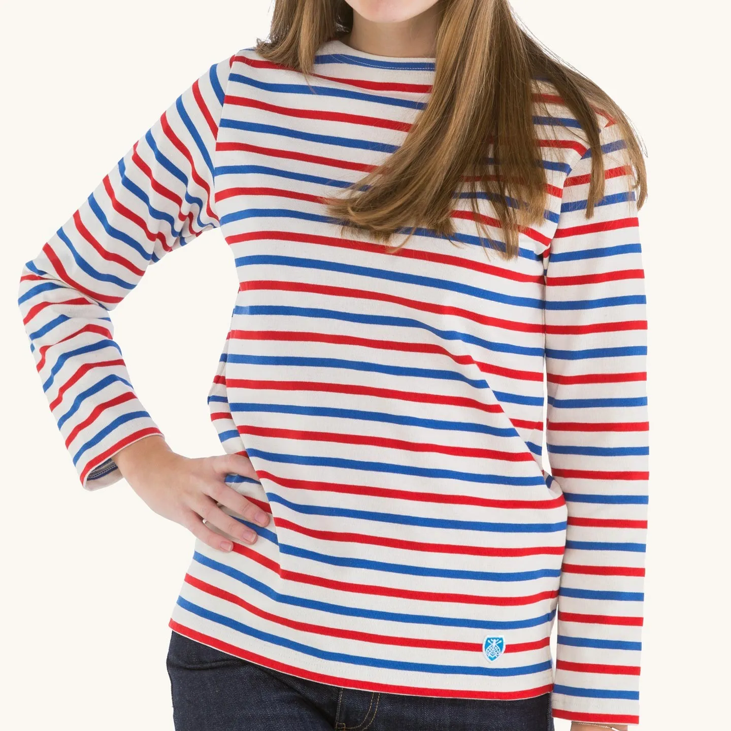 Striped shirt Ecru / Blue / Red, unisex Orcival