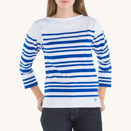 Women's Basque Shirt Rachel 1952 White / Blue Orcival