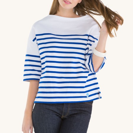 Drop-Shoulders Women's Striped shirt White / Blue Orcival