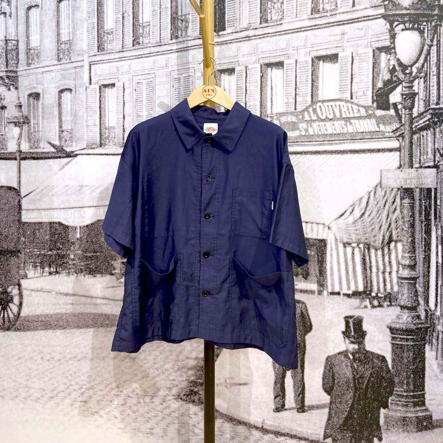 Cotton Shirt Short Jacket Dark Blue Danton #DT-A0313 LMF