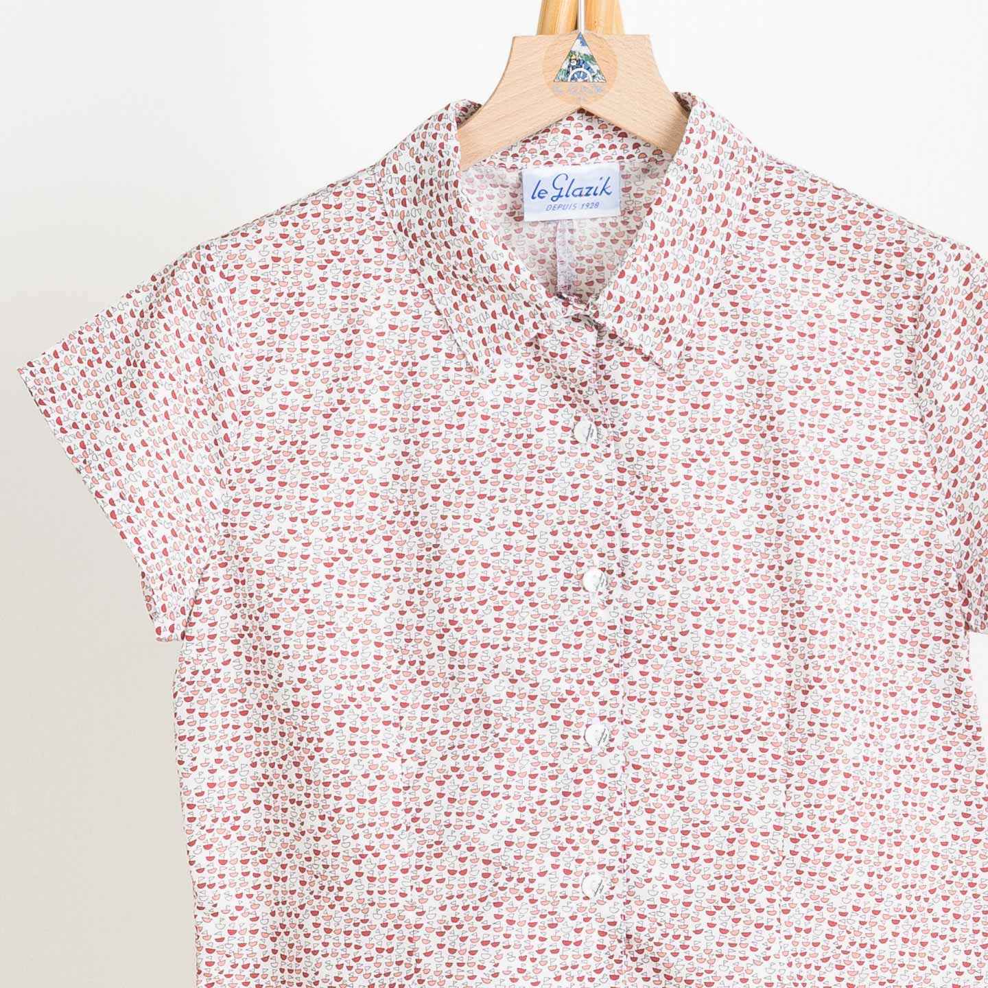 Mia, short-sleeves printed blouse